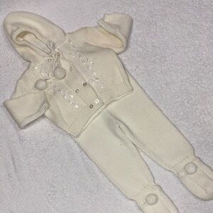Friemanit Cozy Cream knit sweater Kids Matching Set unisex size 6m